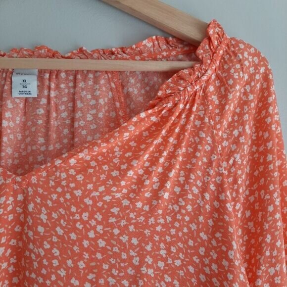 OLD NAVY Long Sleeve Light Flowy Pink Ditsy Floral Blouse Sz XL - Picture 6 of 13